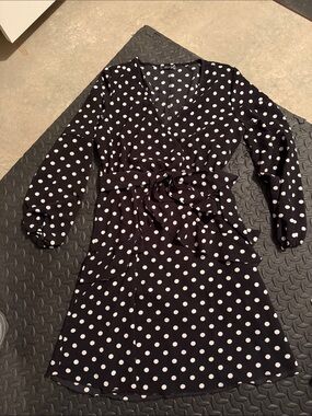 Amazon Black and White Polka Dot Wrap Dress